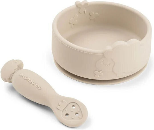 Done by Deer Silicone Feeding Set with Anti-Slip Base Beige 2pcs