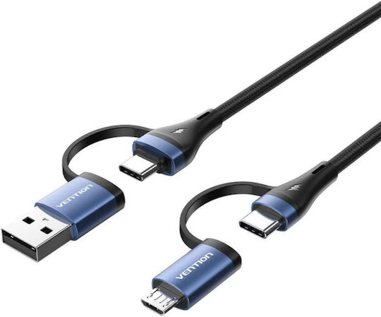Vention Braided USB to Type-C Cable 5A Blue 1m CTLLF