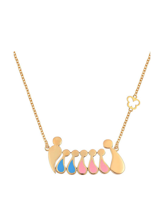 VTJ Necklace Family In Pink Gold Plated Silver Blue
