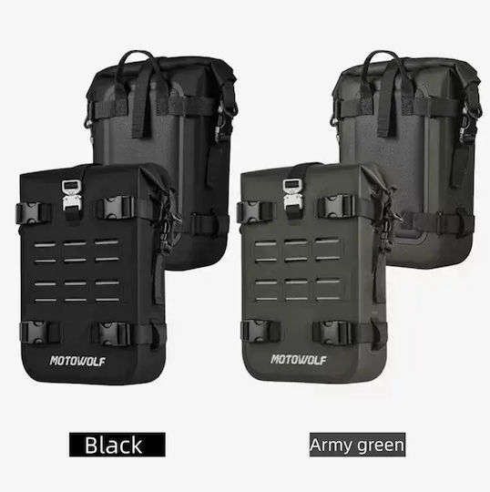 Αδιάβροχη Τσάντα Μοτοσυκλέτας 8l Motowolf – Crash Bar Πλαϊνή Tail Bag – Χακί 7015b Gen2