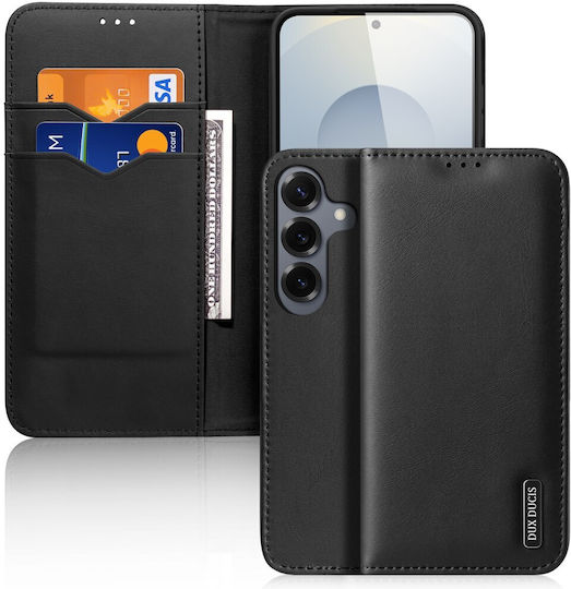 Case Samsung Galaxy S26 Plus 5g Dux Ducis Hivo Series Flip Wallet Genuine Leather Black Rfid Wallet Stand