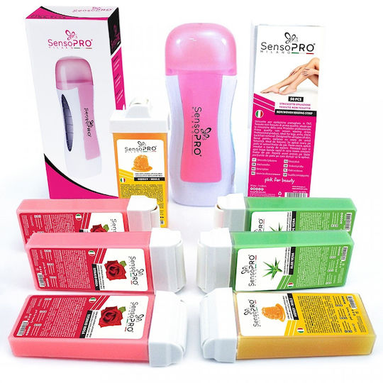 Sensopro Milano Weiche Rosa Wachskit + Geschenk Enges Applikator Wachsnachfüllung