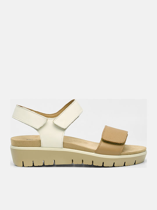 Sandale Casual Damă Anatomici Flatforme Bej Din Piele