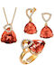 Verorama Set with Necklace Earrings & Ring from Gold Plated Silver with Stones