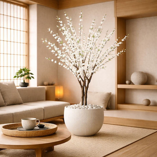 Plantă Artificială Piersică Albă În Ghiveci 120cm 83909-2