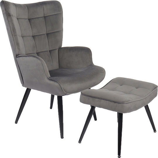 Hochlehner-Sessel mit Fußhocker Lennox 96x68x73cm Graues Hochlehner-Sessel mit Fußhocker Lennox 96x68x73cm Graues