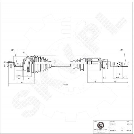 Половин Ос Nissan Interstar Opel Movano Renault Master Ii Предна Дясна 3910000qak