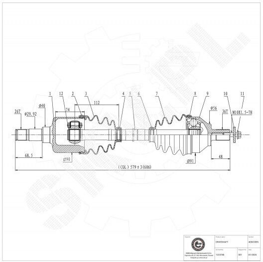 Half Axle Drive Ford C-Max Focus II Volvo C30 C70 II S40 II V50 Front Left 1223785