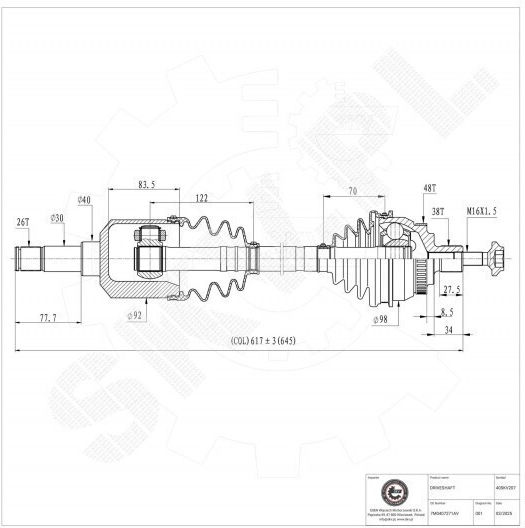 Jumătate De Axă Ford Galaxy Și Seat Alhambra VW Sharan Față Stânga 7m0407271av