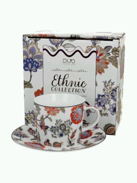 Cup 250ml Saucer Box Duo Ethnic Collection Sahat White