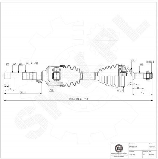 Ημιαξόνιο Κίνησης Citroen C4 Ii Ds4 Peugeot 607 Εμπρός Δεξιά 3273nh