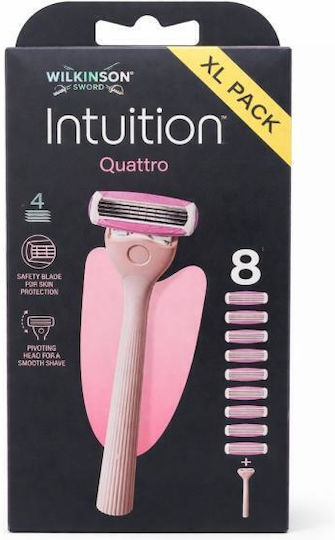 Wilkinson Sword Intuition Quattro Ξυραφάκι με Ανταλλακτικές Κεφαλές 4 Λεπίδων 8τμχ
