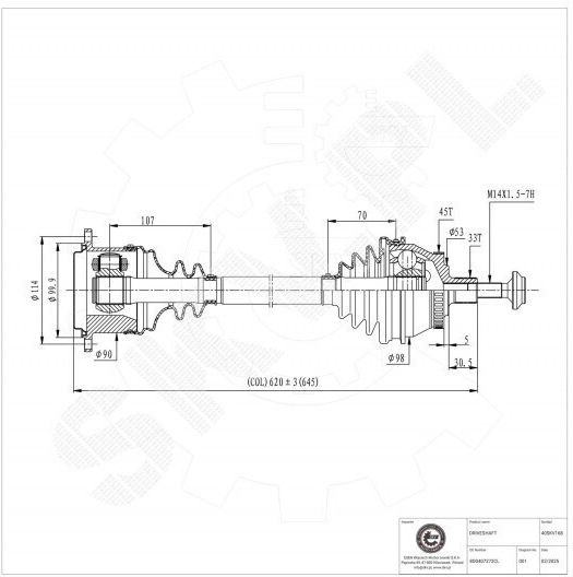 SKV Half Axle for Audi A4 Skoda Superb Volkswagen Passat