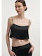 Γυναικείο Crop Top με Τιράντες Μαύρο