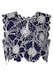 Women's Crop Sleeveless Floral Blue Top