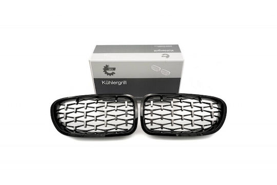 Decorative Engine Cover Diamond Black Glossy Silver Bmw 5 F10
