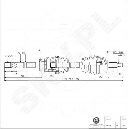 Половин Ос Renault Laguna III Предна Дясна 7711497204