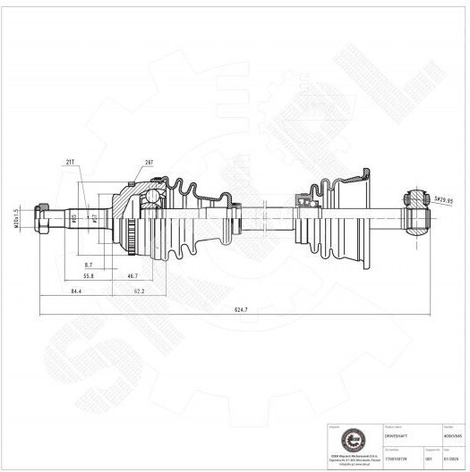 Half Axle Nissan Kubistar Renault Clio II III Kangoo Thalia Front Left 7700103729