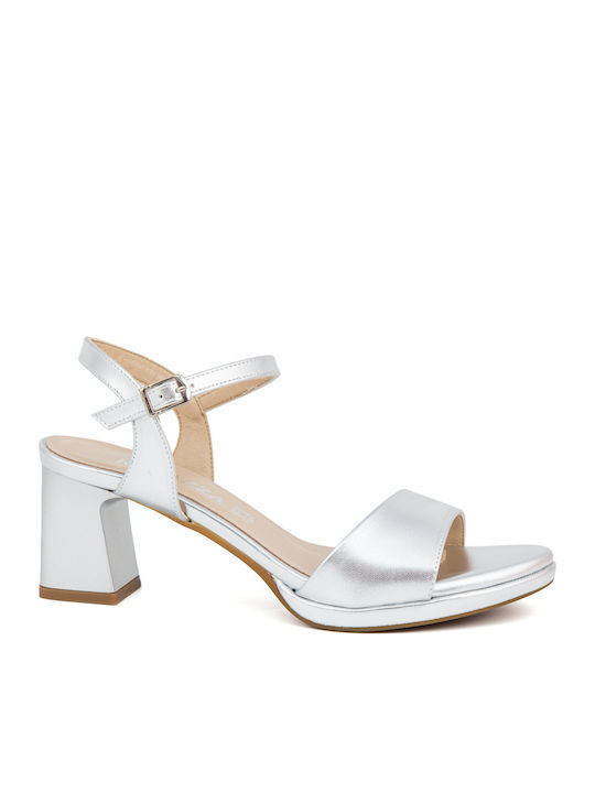 Ragazza Damen Sandalen Silber Leder