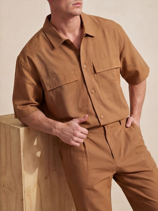 Μακρυμάνικo Overshirt Καφέ