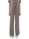 Damen Hochgebirge Stoffhose mit Gummiband in Gerader Bein Stil Braun