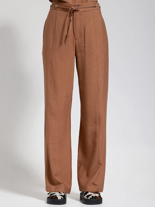 Women's High Rise Pantaloons in Slim Fit Camel