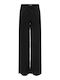 Breite Damen Stoffhose in Breit Bein Stil Schwarz
