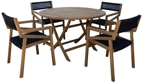 Set Sala De Mese Pentru Exterior Tambor 9 Piese Negru