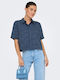 Short Sleeve Women's Denim Shirt Blue
