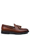 Leather Men's Loafers in Tabac Brown Color