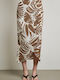 Midi Skirt Floral Brown