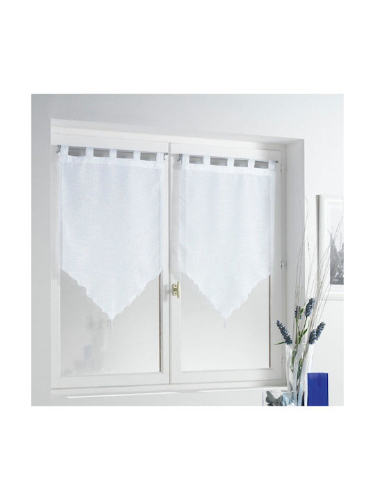 Κουρτίνα Κουζίνας Douceur D`interieur Lisea 60 X 120 Cm Λευκό 2 Τεμάχια
