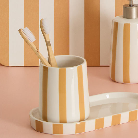 5Five Strio Wheat Ceramic Yellow Cup Holder