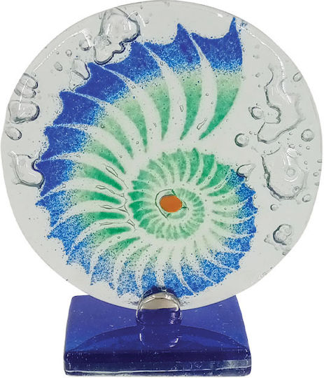 Blue Glass Tabletop Decor Fudzi Seashell Blue Green Height 12cm
