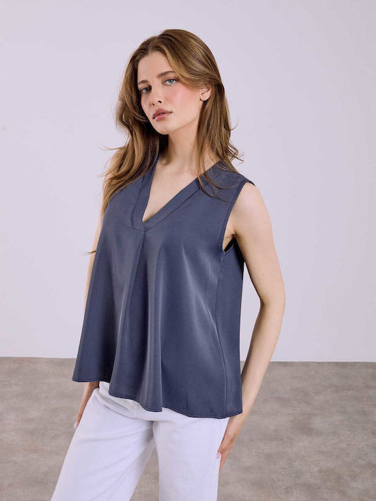 Celestino Damen Bluse Ärmellose Piqué Loose Fit...