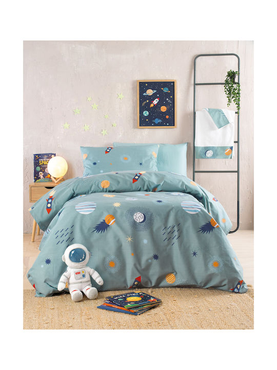 Rythmos Kids Duvet Cover Set Single with Pillowcase Cotton Green 160x250cm
