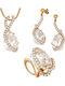 Verorama Set with Necklace Earrings & Ring from Gold Plated Silver with Stones