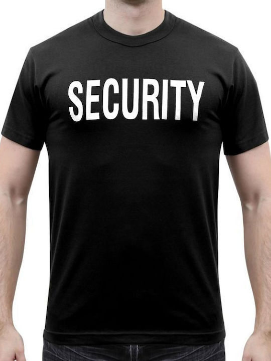 Tricou Pentru Bărbați Security 155gr Cu Imprimeu Mare Negru