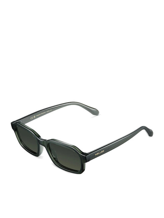 Meller Fara Unisex Sunglasses with Green Horn-Rimmed Frame and Green Polarized Lenses