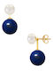 14K White Gold Earrings Pearls Lapis Lazuli G124995ml