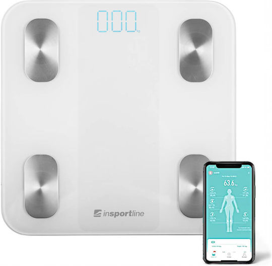 inSPORTline Smart Badezimmerwaage 180kg mit Bluetooth Weiße 30430-2