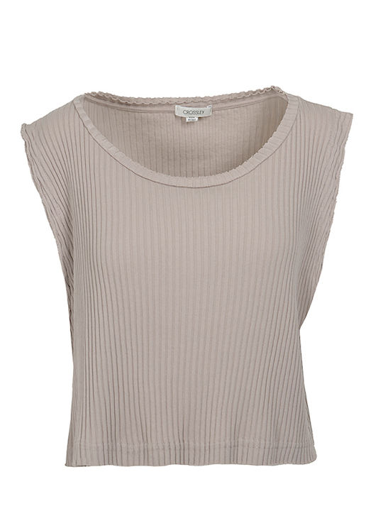 Women's Cotton Sleeveless Beige Blouse