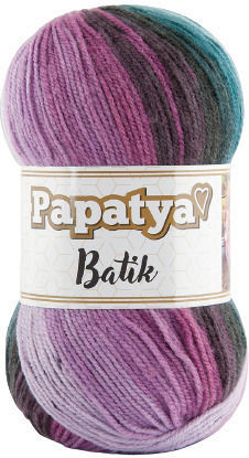 Kamgarn Papatya Batik Knitting Yarn Col554-41 Purple-Turquoise Multicolored Acrylic 100g 360m
