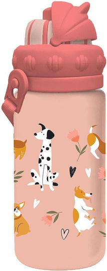 Must Team Plastic Kids Water Bottle Unicorns with Straw Dogs 430ml