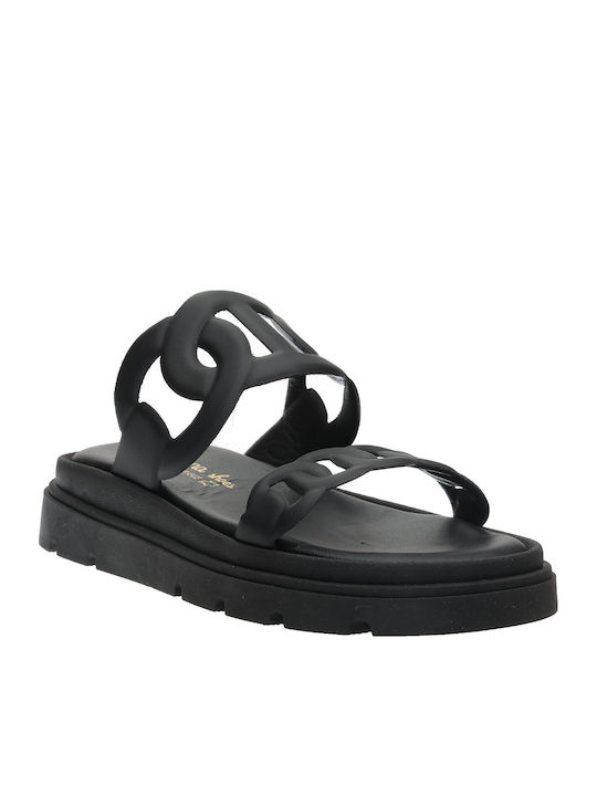 Malena Δερμάτινα Γυναικεία Σανδάλια Flatforms Μ...