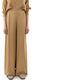 Pants Γυναικείο Ψηλόμεσο Υφασμάτινο Παντελόνι με Λάστιχο Χρυσό