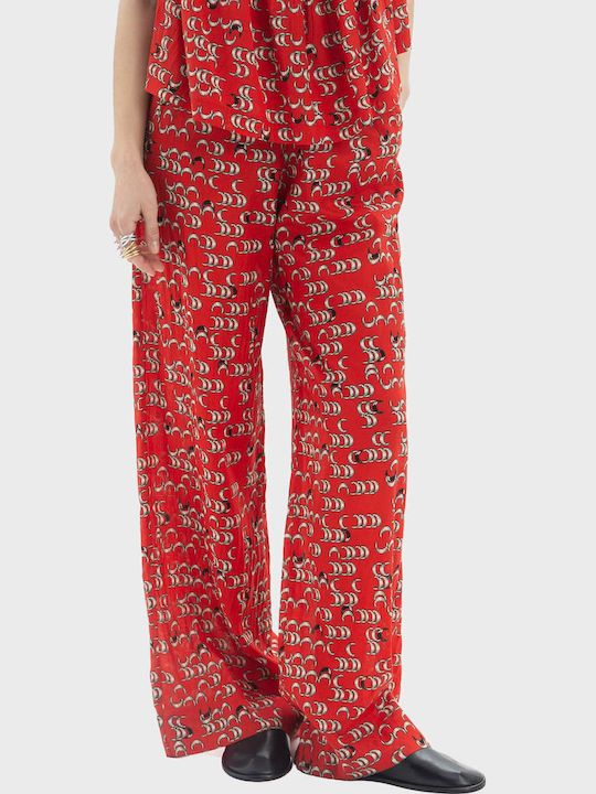 Pants Γυναικείο Υφασμάτινο Παντελόνι σε Relaxed Εφαρμογή Κόκκινο