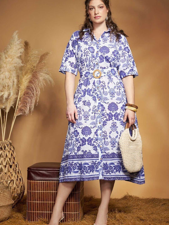 Rochii De Vară Pentru Femei Midi Rochie-Cămașă Albă