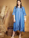 Rochie De Vară Maxi De Seară Rochie-Cămașă Albastră