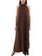 Summer Maxi Shirt Dress Brown